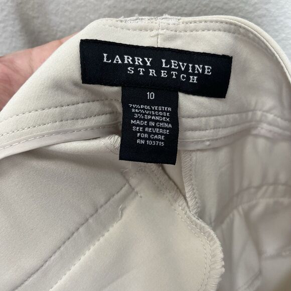 Larry Levine | Stretch Khaki Capri Pants Womens Size 10 Mid Rise Cuffed Beige - Picture 6 of 6